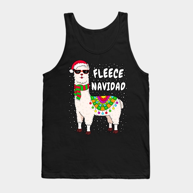 Spanish Christmas Gift Fleece Feliz Navidad Llama Tank Top by silentsoularts